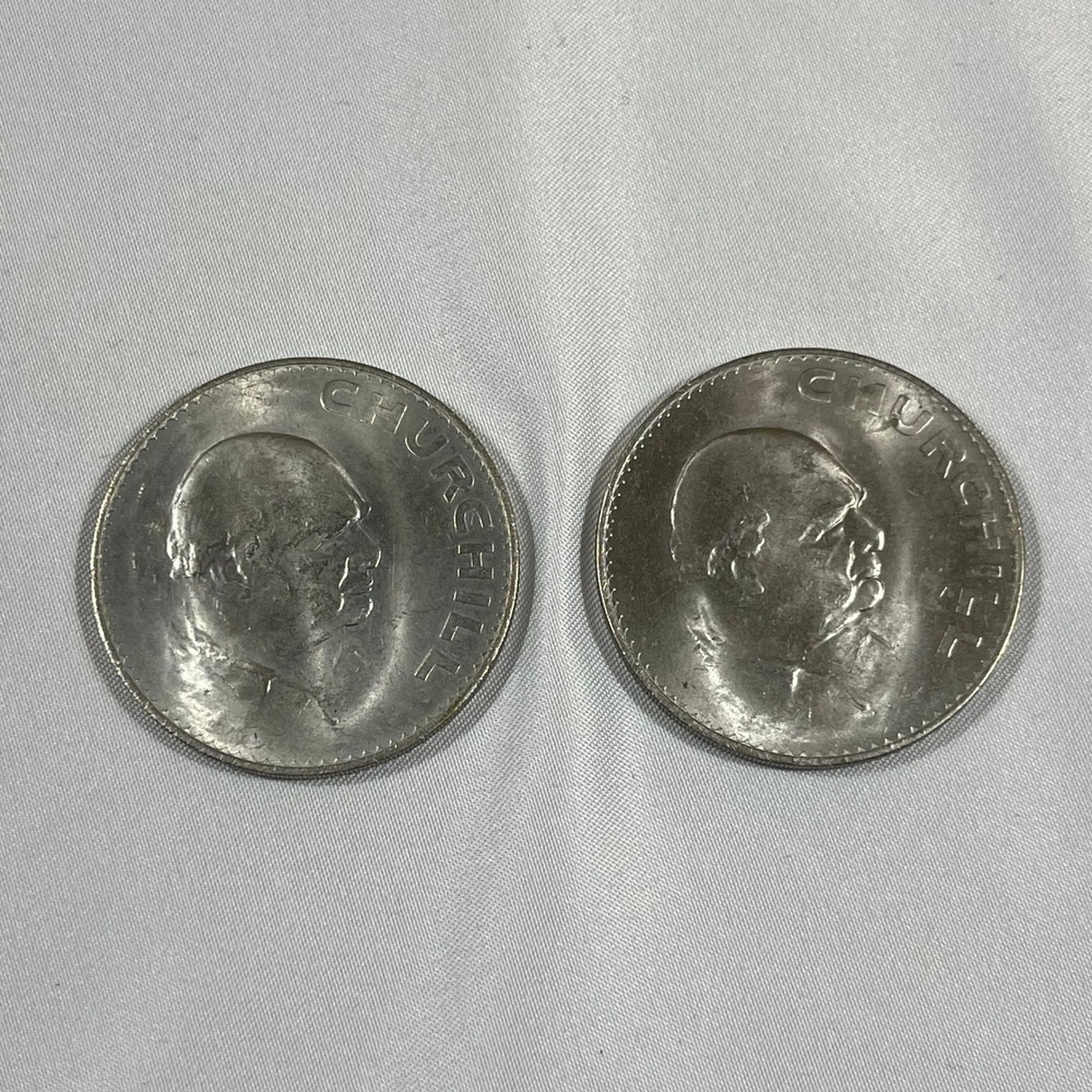 Royal Mint Churchill Crown Coins Silver 1965 Commemorative Set of 2